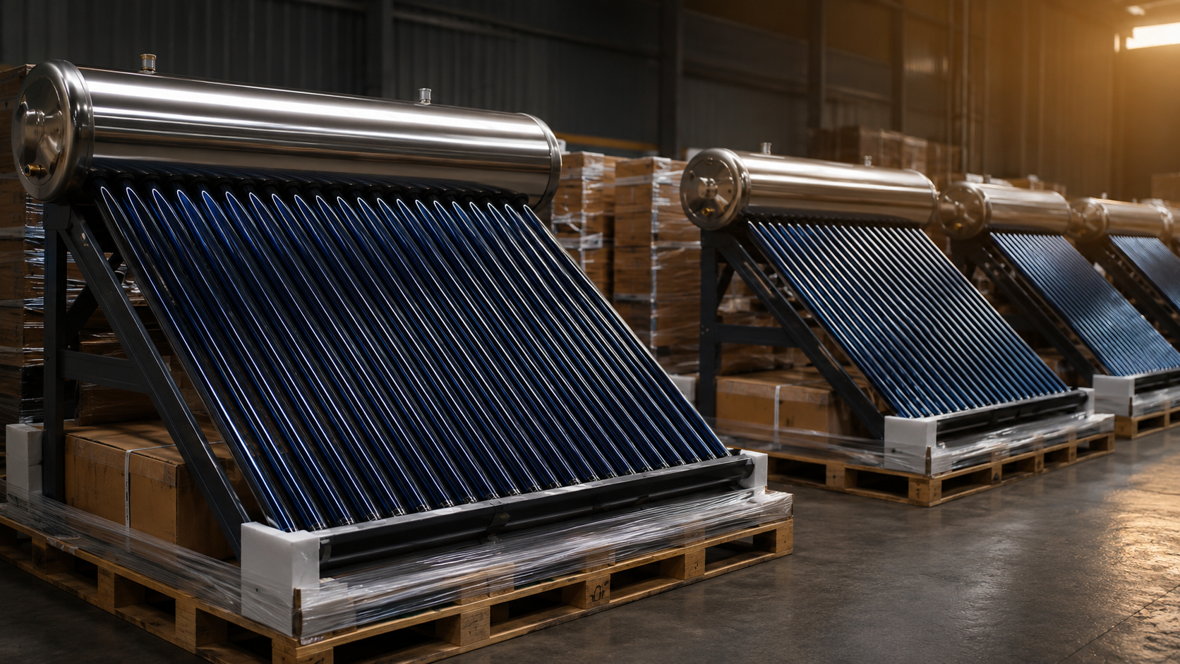 Calentadores solares presurizados listos para exportación desde China al mercado caribeño